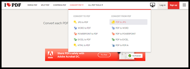 Select PDF to JPG