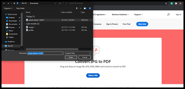 Convert JPG to PDF on Windows 7 Choose JPG