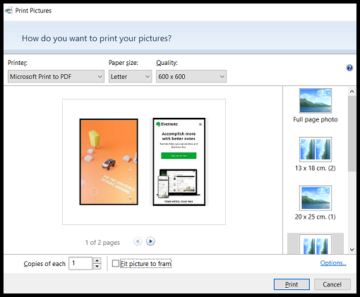 Convert multiple images to PDF Hit Print
