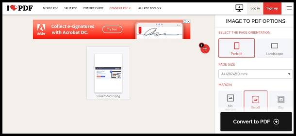 Click on Convert to PDF