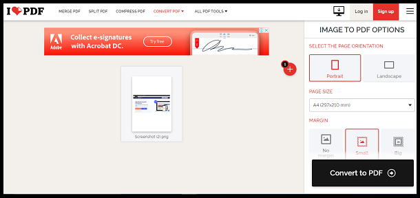 Click Convert to PDF