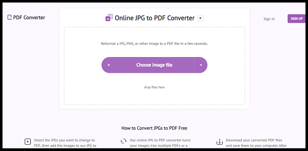Convert JPG to PDF on Windows 7 Click Choose Image file