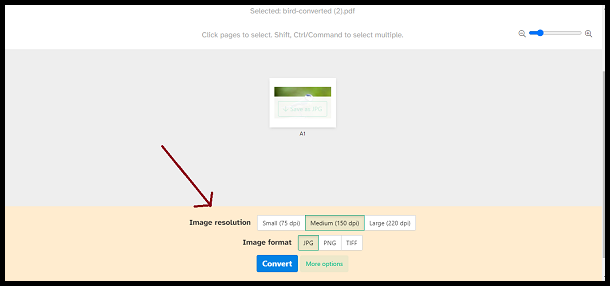 Select image resolution
