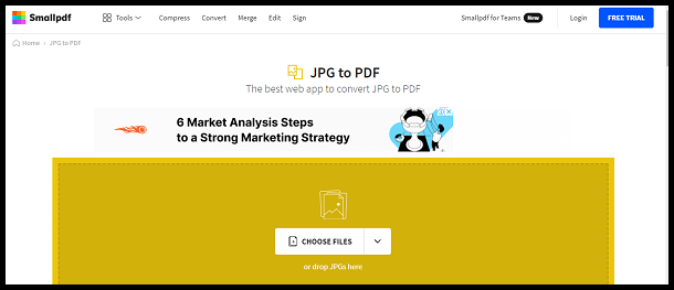 Convert JPG to PDF on Windows 7 Click CHOOSE FILES
