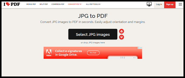 Click Select JPG images