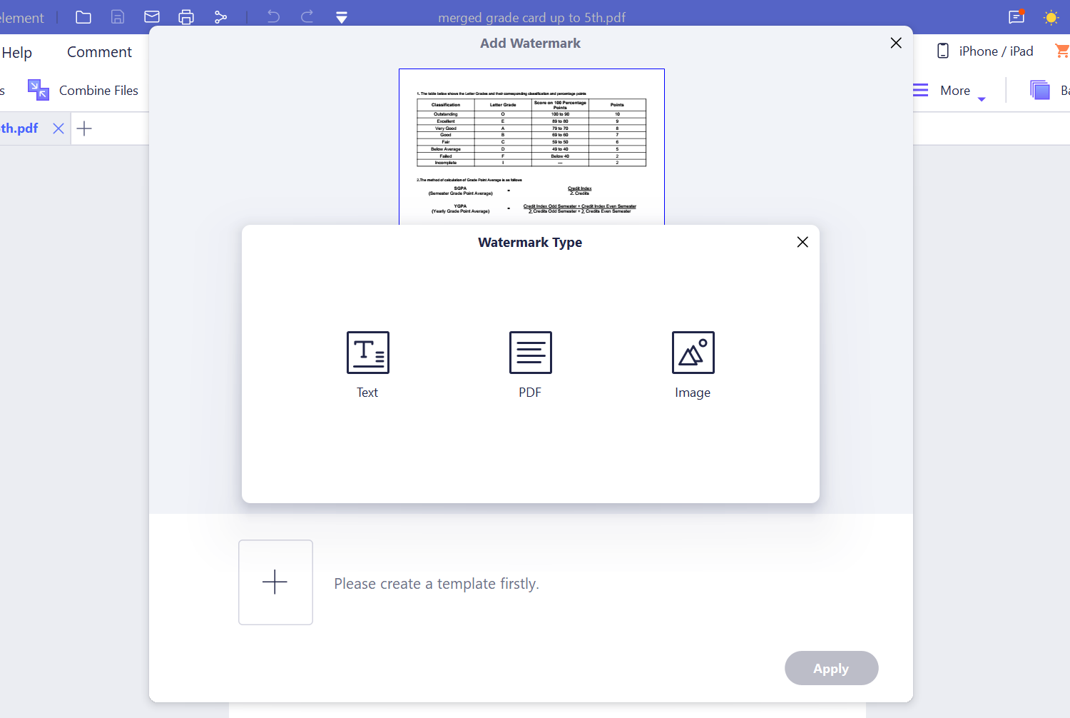 select watermark type