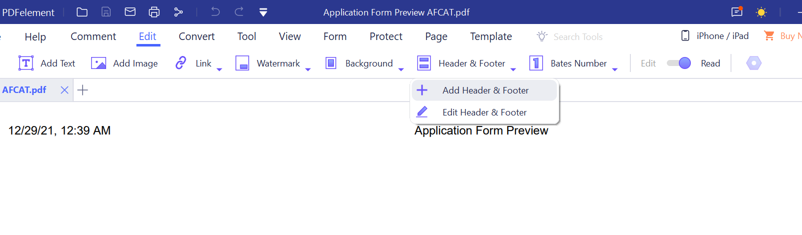 add header & footer