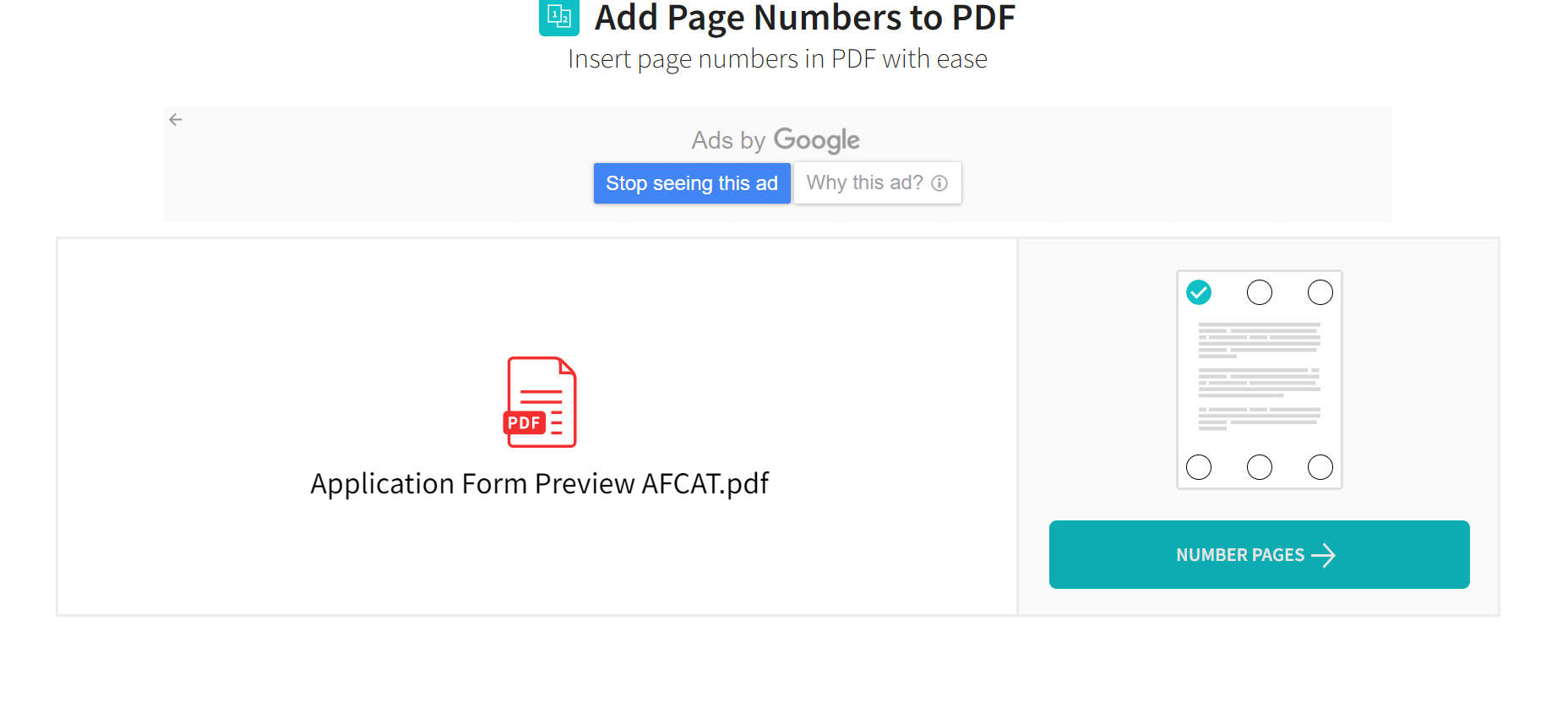 add page numbers to pdf
