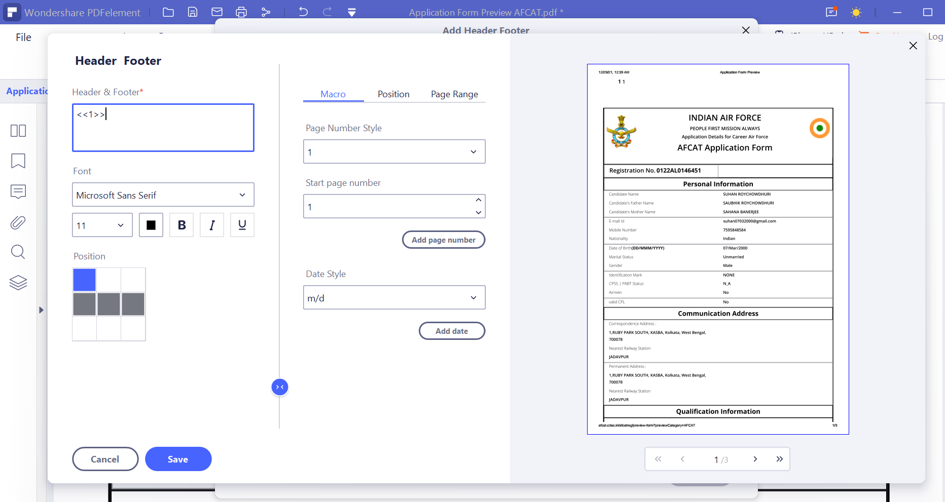 add page number
